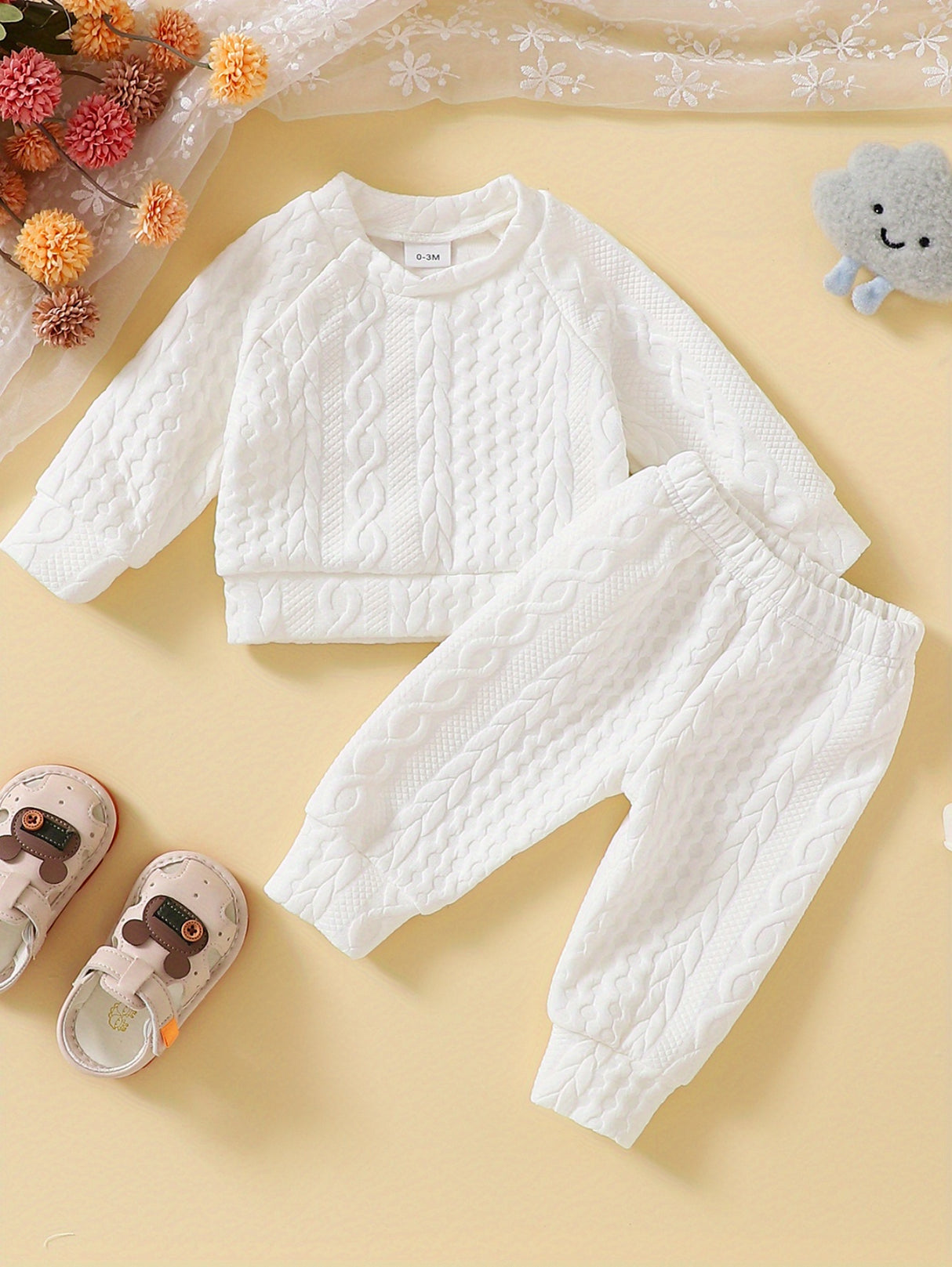 Toddler boy winter clothes long sleeve round neck knitted cotton sweatshirt pants set toddler boys clothes autumn winter clothes