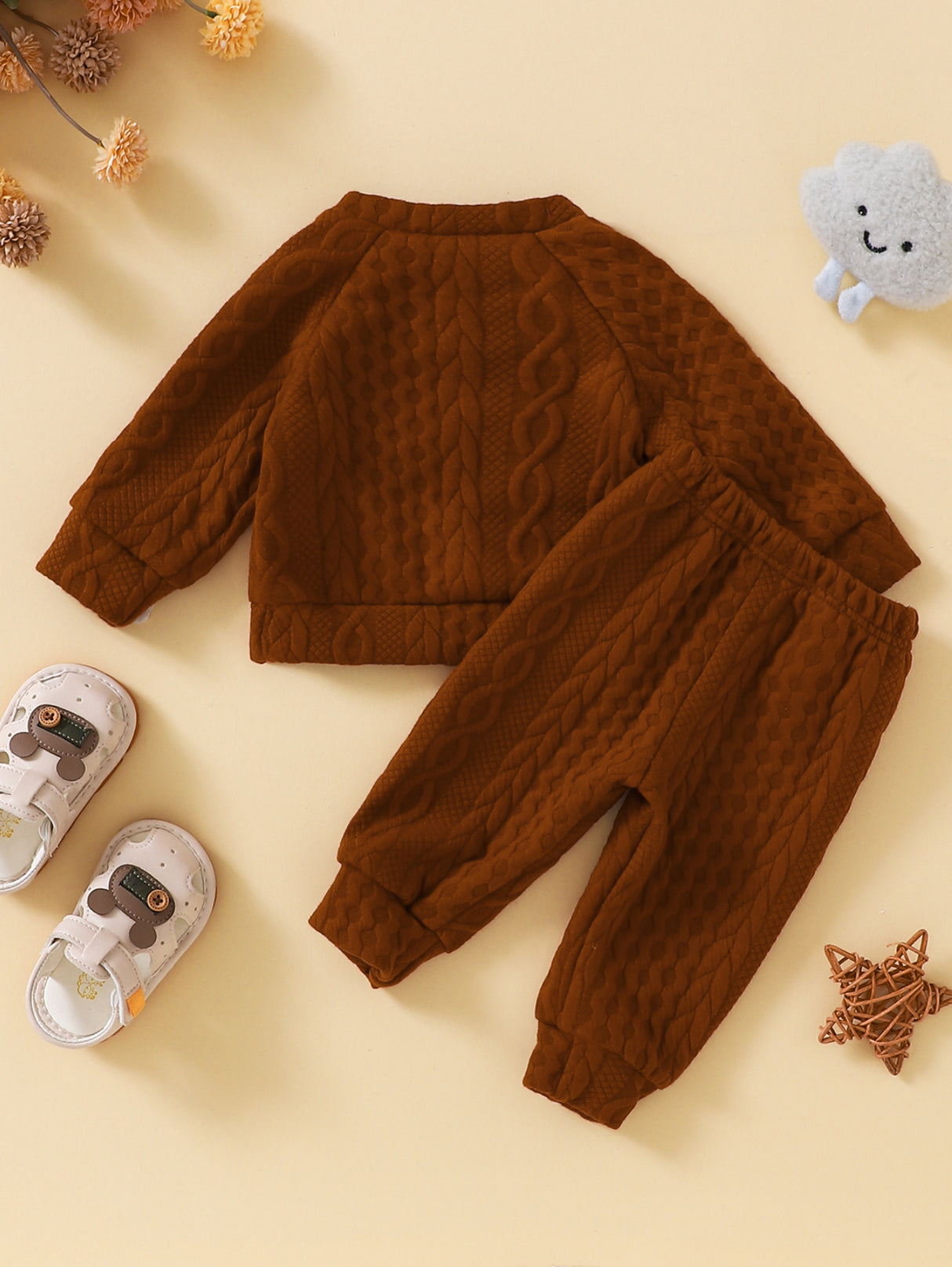 Toddler boy winter clothes long sleeve round neck knitted cotton sweatshirt pants set toddler boys clothes autumn winter clothes