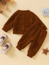 Toddler boy winter clothes long sleeve round neck knitted cotton sweatshirt pants set toddler boys clothes autumn winter clothes