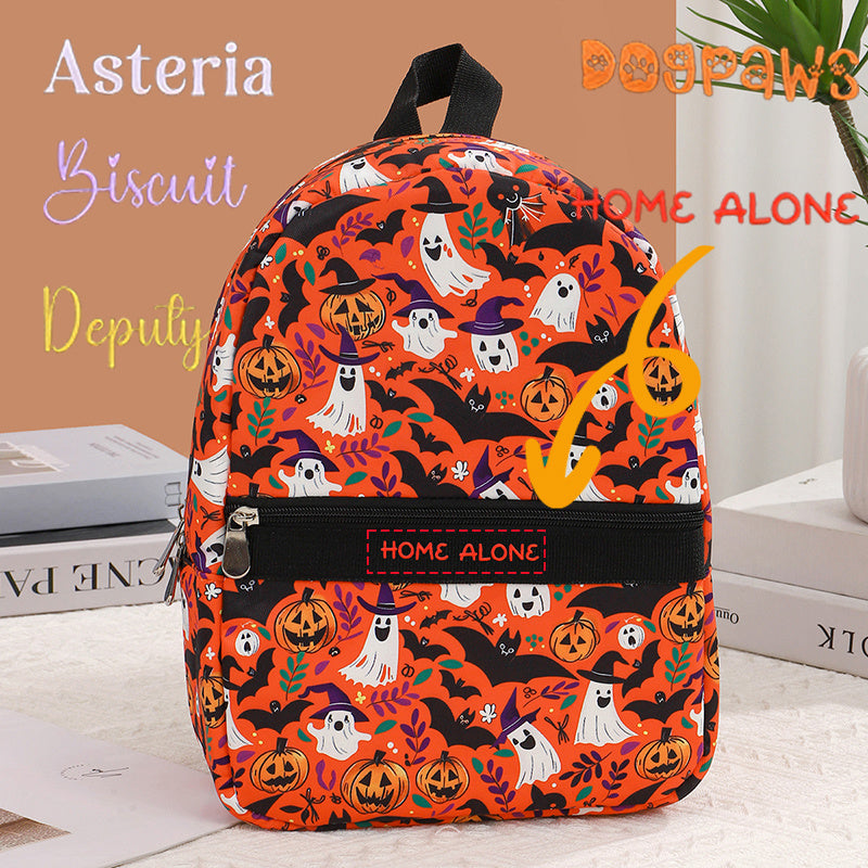 Custom Halloween Name Nylon Backpack - Large Capacity, Lightweight Travel & School Bag with Adjustable Straps