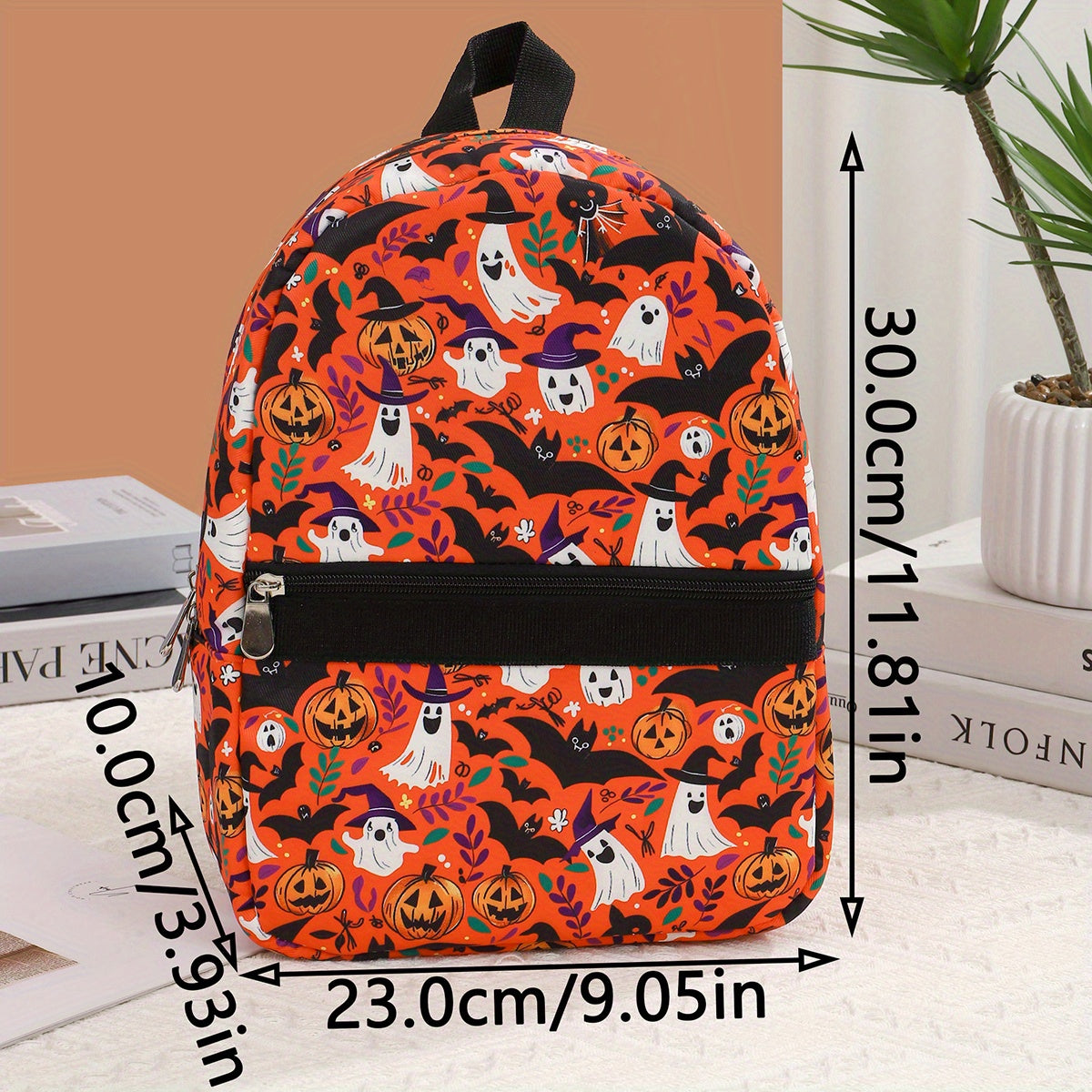 Custom Halloween Name Nylon Backpack - Large Capacity, Lightweight Travel & School Bag with Adjustable Straps