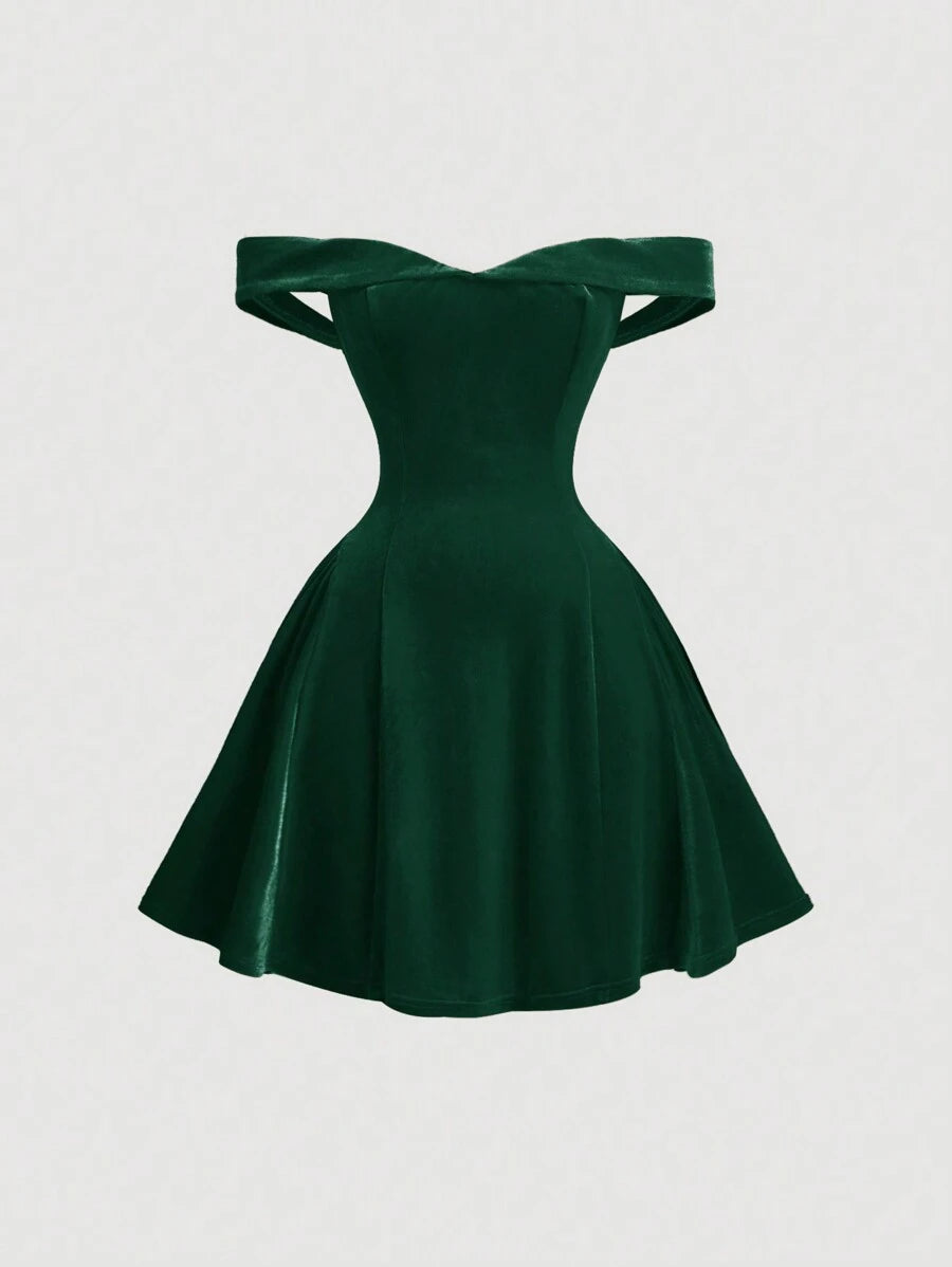 Off-Shoulder Vintage Palace Style Women Mini Dress