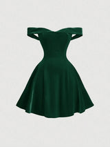 Off-Shoulder Vintage Palace Style Women Mini Dress