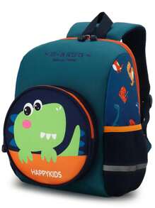 1pc Dinosaur Boys Backpack, Zipper Closure Nylon Children's Rucksack, Suitable For All Seasons