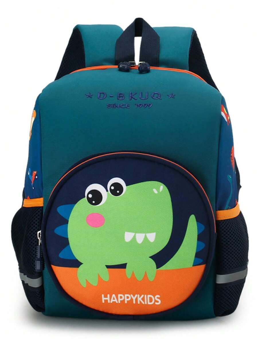 1pc Dinosaur Boys Backpack, Zipper Closure Nylon Children's Rucksack, Suitable For All Seasons