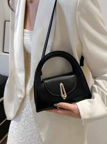 1 Pc Minimalist Retro Mini Handbag Square Bag Hardware Lock Buckle Decoration Flap Opening Shoulder Strap Adjustable Lightweight Crossbody Bag Suitable For Women's Daily Casual Use