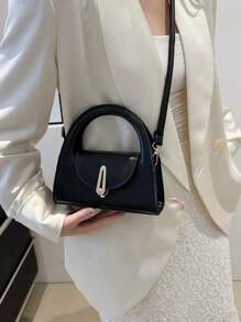 1 Pc Minimalist Retro Mini Handbag Square Bag Hardware Lock Buckle Decoration Flap Opening Shoulder Strap Adjustable Lightweight Crossbody Bag Suitable For Women's Daily Casual Use