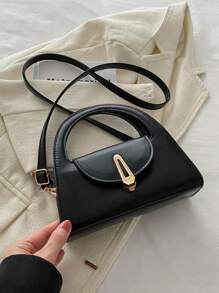 1 Pc Minimalist Retro Mini Handbag Square Bag Hardware Lock Buckle Decoration Flap Opening Shoulder Strap Adjustable Lightweight Crossbody Bag Suitable For Women's Daily Casual Use
