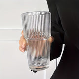 Visually Appealing 20.29oz/600ml Striped Glass Cup with Straw And Lid - 1pc, Durable Drinking Glass for Coffee, Tea, Whiskey, Milk Ice Americano And Latte Drinks