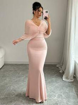 Elenzga Multi-Way Wear Shoulder Exposing Bodycon Dress, Elegant And Romantic Maxi Women Outfit