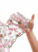 easyown WYWH Women Floral Embroidery Garden Party Graduation Summer Dress, Cute Lunch Casual Back To School Vacation Outfit, Ruffle Hem Fit&Flare Mini Spaghetti Strap Dress