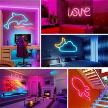 Vibrant RGB LED Neon Strip Lights - 44-Key Remote Control, Flexible, and USB Powered