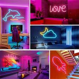 Vibrant RGB LED Neon Strip Lights - 44-Key Remote Control, Flexible, and USB Powered
