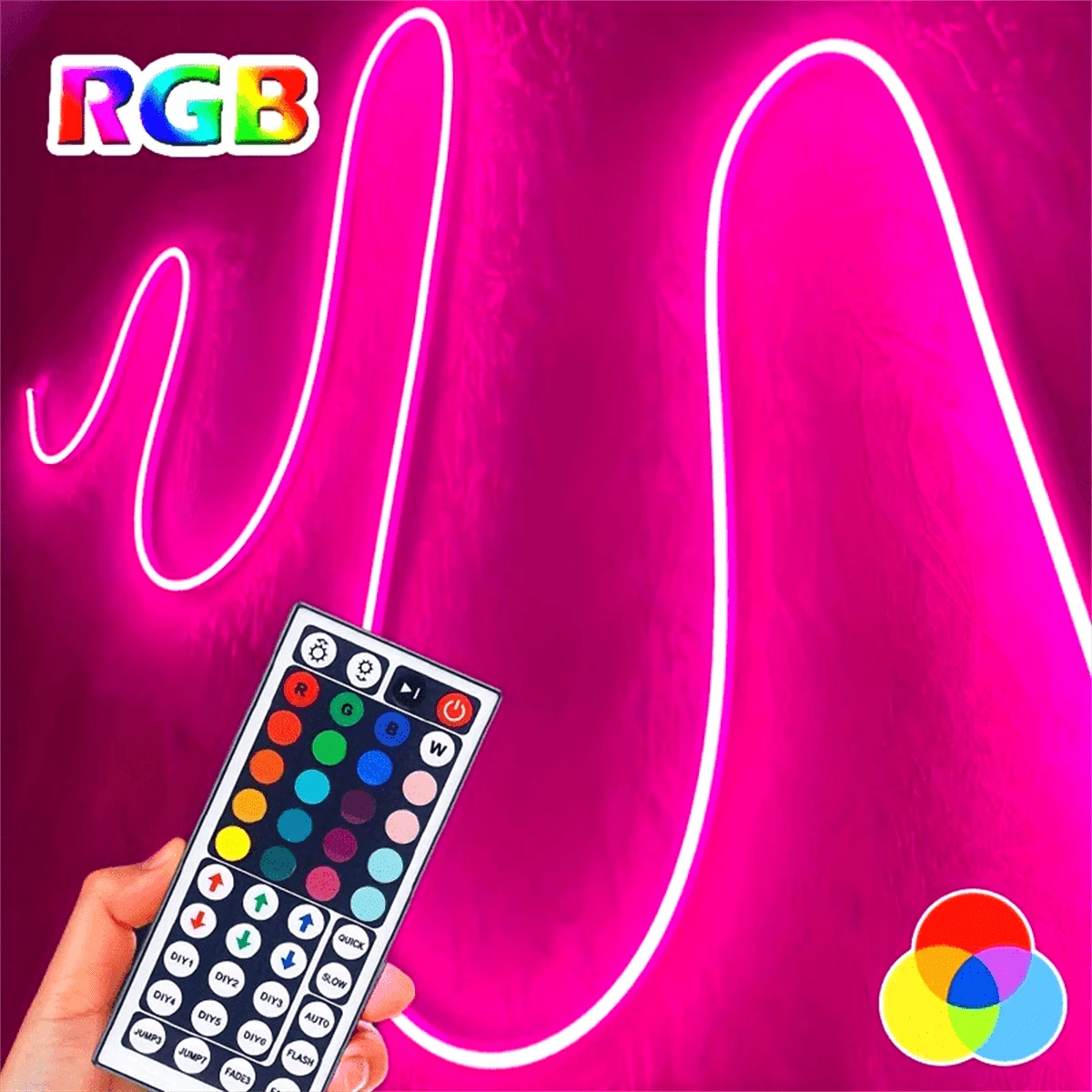 Vibrant RGB LED Neon Strip Lights - 44-Key Remote Control, Flexible, and USB Powered