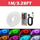 Vibrant RGB LED Neon Strip Lights - 44-Key Remote Control, Flexible, and USB Powered