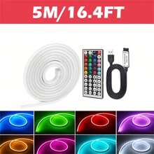 Vibrant RGB LED Neon Strip Lights - 44-Key Remote Control, Flexible, and USB Powered