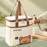 WORTHBUY 1pc Cute Cartoon Bear Pattern Thermal Lunch Box Bag, Portable Large Capacity Insulated Lunch Bag With Aluminum Foil Inner Layer, Waterproof & Dustproof Food Container Storage Bag, Reusable Nonwoven Cloth Cooler Bag Picnic Bag, Suitable For Studen