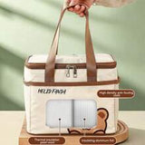 WORTHBUY 1pc Cute Cartoon Bear Pattern Thermal Lunch Box Bag, Portable Large Capacity Insulated Lunch Bag With Aluminum Foil Inner Layer, Waterproof & Dustproof Food Container Storage Bag, Reusable Nonwoven Cloth Cooler Bag Picnic Bag, Suitable For Studen