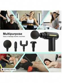 Portable Muscle Massage Gun For Body Massage, With Led Touch Screen, Speed Adjustment, Rechargeable, And 4 Replaceable Massage Heads Fascia Gun - Muscle Seat - Professional Physiotherapy Grade Multi-Functional Mini Electric Handheld Hammer Shoulder And Ne