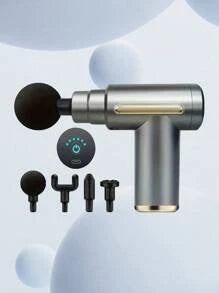 Portable Muscle Massage Gun For Body Massage, With Led Touch Screen, Speed Adjustment, Rechargeable, And 4 Replaceable Massage Heads Fascia Gun - Muscle Seat - Professional Physiotherapy Grade Multi-Functional Mini Electric Handheld Hammer Shoulder And Ne