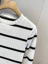 Chiquease Women Ribbed Round Neck Long Sleeve Casual Loose Thicken T-Shirt, Autumn/Winter Graphic Tees Women Tops For Spring Outfit