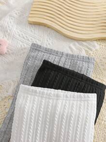 3pcs/Set Newborn Baby Boy/Girl Cute Elastic Waist Ribbed Knit Leggings, Suitable For Spring, Summer, Autumn & Winter