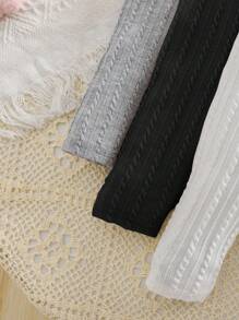 3pcs/Set Newborn Baby Boy/Girl Cute Elastic Waist Ribbed Knit Leggings, Suitable For Spring, Summer, Autumn & Winter