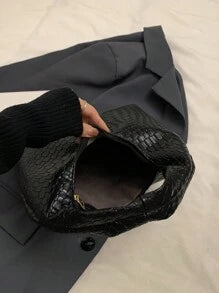 Fashionable Woven Crescent Crossbody Bag For Women, Textured Solid Color Casual Tote Shoulder Bag, Versatile Commuter Bag, Handbag, Baguette Bag