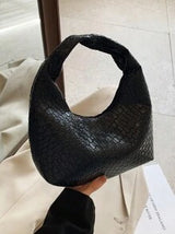Fashionable Woven Crescent Crossbody Bag For Women, Textured Solid Color Casual Tote Shoulder Bag, Versatile Commuter Bag, Handbag, Baguette Bag