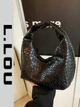 Fashionable Woven Crescent Crossbody Bag For Women, Textured Solid Color Casual Tote Shoulder Bag, Versatile Commuter Bag, Handbag, Baguette Bag