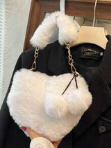 Plush Heart Shaped Handbag, Korean Style Girls/Children/Students Shoulder Crossbody Cute Heart Bag