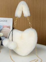 Plush Heart Shaped Handbag, Korean Style Girls/Children/Students Shoulder Crossbody Cute Heart Bag