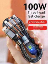 3-In-1 100W Fast Charging Cable Smart Super Fast Charging