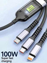 3-In-1 100W Fast Charging Cable Smart Super Fast Charging