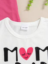 3pcs/Set Baby Girl Bow, Letter And Graphic Print T-Shirts, Spring/Summer