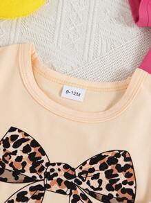 3pcs/Set Baby Girl Bow, Letter And Graphic Print T-Shirts, Spring/Summer
