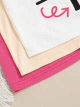 3pcs/Set Baby Girl Bow, Letter And Graphic Print T-Shirts, Spring/Summer