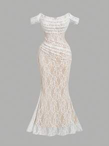 Cowl Neck Bodycon Mermaid Lace Dress
