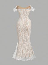 Cowl Neck Bodycon Mermaid Lace Dress