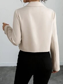 Calvaya Women's French Style Elegant Office/Casual/Holiday Bowknot Decor Stand Collar Long Sleeve Crop Blouse, Spring/Autumn/Winter Valentine's Day