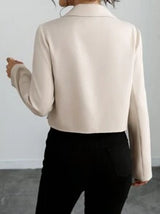 Calvaya Women's French Style Elegant Office/Casual/Holiday Bowknot Decor Stand Collar Long Sleeve Crop Blouse, Spring/Autumn/Winter Valentine's Day