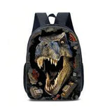 Back To School Backpack For Kids 16 Inch Black Laptop Backpack, Cool Design Casual Daypack Sports Bookpack For Boys (Dinosaur / Game)