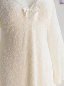 Plus Size Women's Square Neck White Lace Trim Ruffle Sleeve A-Line Mini Dress, Vacation Wear, Spring,Graduation Dress