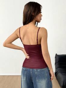Chiquease Spandex Burgundy Spaghetti Strap Cami Top