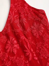 easyown Women's New Waisted Slimming Backless Jacquard Pleated Spaghetti Strap A-Line Short Dress
