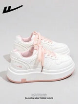 Women's Casual Lace-Up Skate Shoes, Platform Thick Bottom Low Top Outdoor Flat Skateboard Shoes