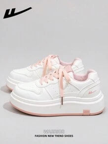Women's Casual Lace-Up Skate Shoes, Platform Thick Bottom Low Top Outdoor Flat Skateboard Shoes