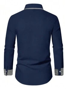 Manfinity Mode Men's Contrast Color Business Casual Shirt, Simple And Fashionable For Daily Wear