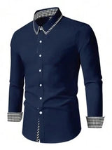 Manfinity Mode Men's Contrast Color Business Casual Shirt, Simple And Fashionable For Daily Wear