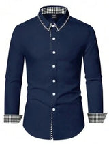 Manfinity Mode Men's Contrast Color Business Casual Shirt, Simple And Fashionable For Daily Wear